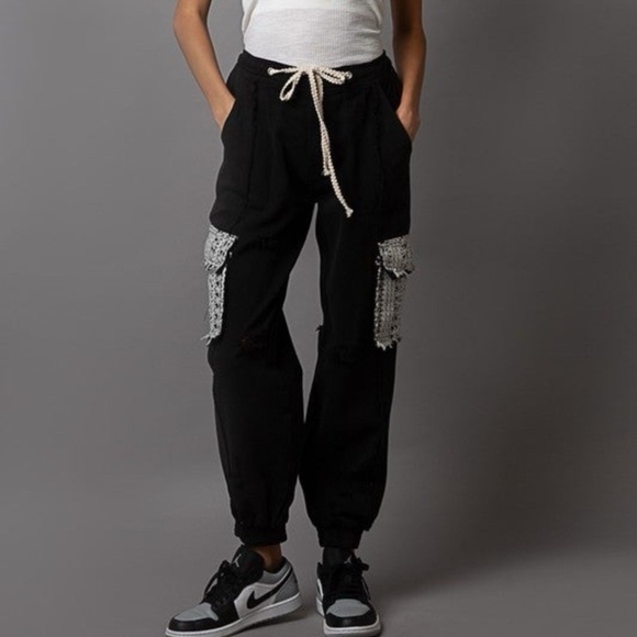 POL Pants - New POL Clothing Denim Lace Joggers Women Sweatpants Relaxed BlackTwill Pants